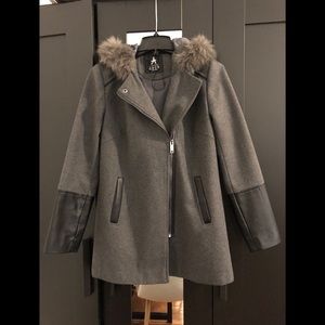 Faux fur hooded coat